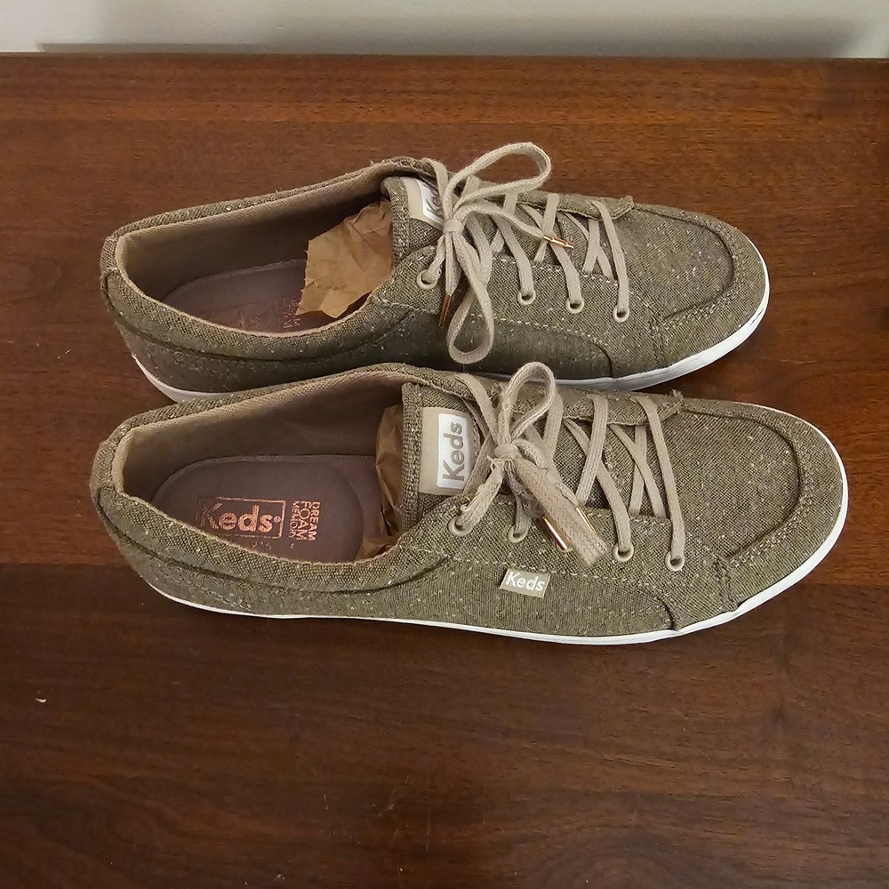 Keds Jump Kick Olive Green Canvas Sneakers Dream Foam Memory WF62203 Womens 10 - Picture 4 of 11